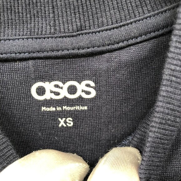 Asos Oversized Body Rib High Neck T Shirt Mens XS Navy Blue Short Sleeve - Picture 5 of 8